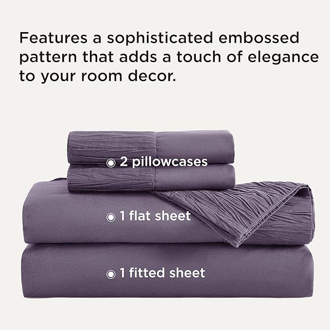 Bedsure California King Sheet Sets - 4 Pieces Soft Cal King Sheets - Breathable & Cooling - Hotel Luxury - Easy Care Polyester Microfiber Bedding for Women, Men, Dusty Purple