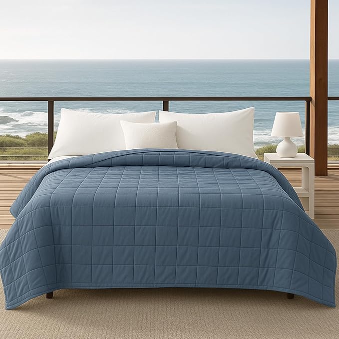 HomeSmart Cooling Weighted Blanket Queen Size 50 lbs, Designed with Hi-Tek Stay Cool Fabric On Both Sides of The Blanket, Machine Washable, Very Heavy