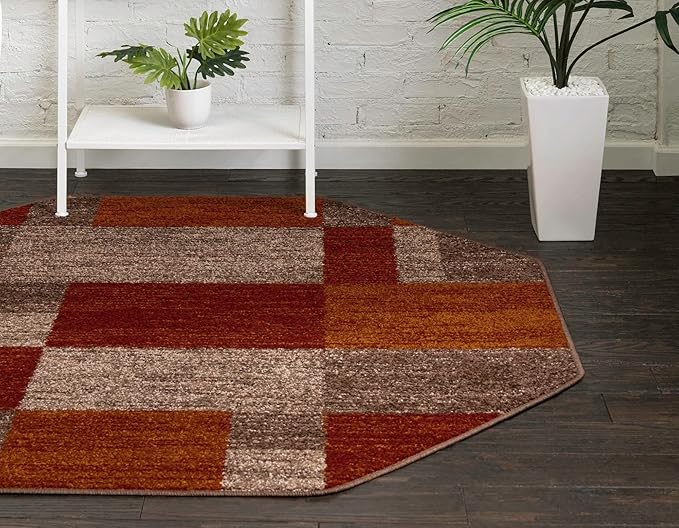 Unique Loom Autumn Collection Area Rug - Providence (7' 10" Octagon, Multi/ Beige)