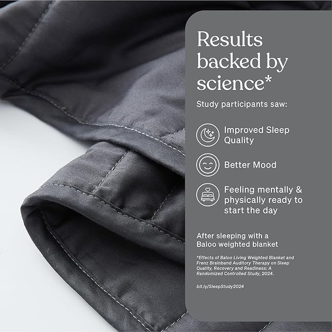 Baloo Weighted Blanket for Adults 20 lb (Midnight, 60"x80") | Cool & 100% Cotton | Machine Washable & Dryer Safe | Glass Microbead Fill