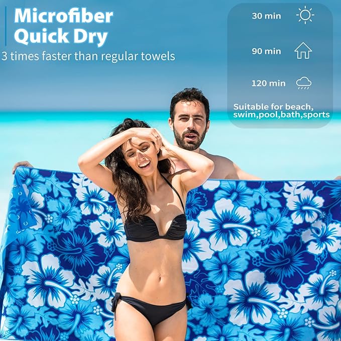 6 Pack Microfiber Thin Beach Towel Lightweight 71x32 Oversized Extra Large Sand Free Towels Quick Dry for Travel Pool Yoga Gym Sports Beach Accessories Vacation Essential Gift