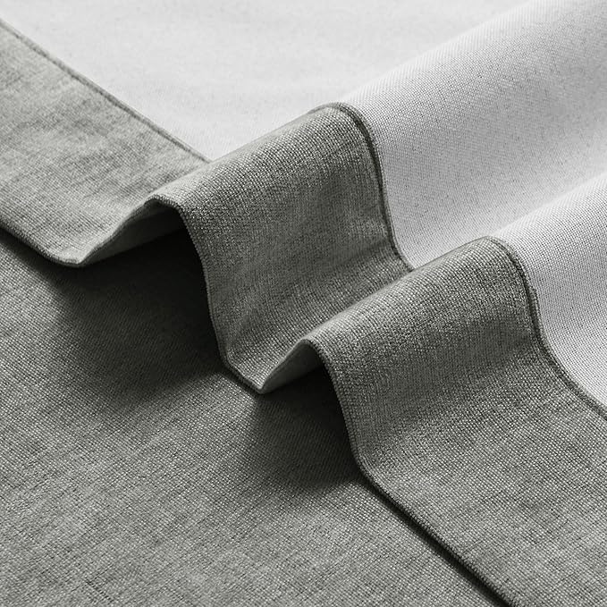 Macochico Extra Wide 100% Blackout Chenille Curtains 100" Wx96 L Thermal Drapes for Sliding Door Living Room Bedroom Auditorium Hotel Rock Grey Curtains Grommet Top with Tieback Classic 1 Panel