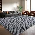 8x10 Large Area Rugs for Living Room, Soft Black White Zebra Big Shag Rug for Bedroom Nursery Kids Room Dorm, Non-Slip Modern Fluffy Plush Carpet for Home Decor