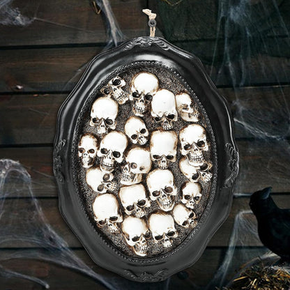 10.2" Halloween Skull Decorations, Gothic Skeleton Head Halloween Hanging Wall Decor, Resin Skull Sculptures for Halloween Indoor Outdoor Holiday Party Home Decoration