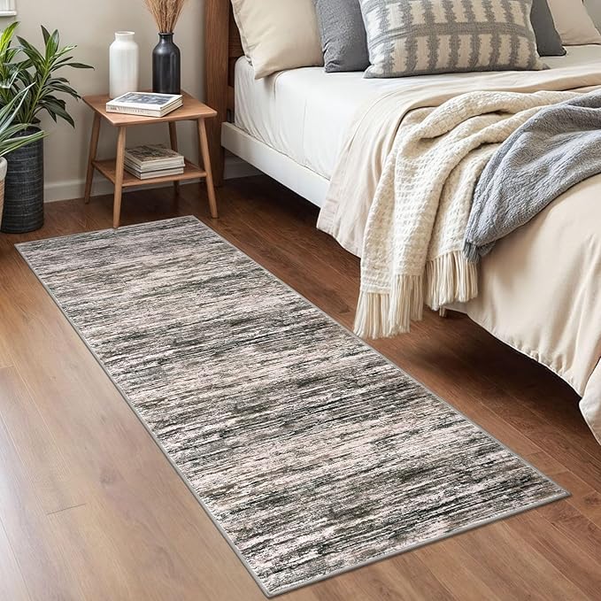 2x5 Modern Abstract Runner Rug for Hallways, Brown Green Black White Super Soft Hallway Decor Kitchen Rugs with Non-Slip, Non-Shedding Washable Rug for Hallways Entryway Bedroom Indoor