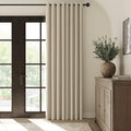 ChrisDowa 100% Blackout Linen Curtains, 2 Panels Set Thermal Insulated Room Darkening Curtains for Living Room, Privacy Grommet Window Drapes for Bedroom (Greyish Beige, 52 x 96 Inch)