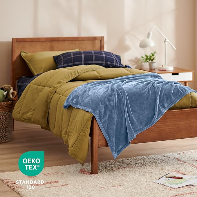 Bare Home Fleece Blanket - Kid Size - Ultra-Soft Lightweight for Bed, Sofa, and Couch - Luxury Microplush - Cozy Warm Blanket (Kid, Coronet Blue)