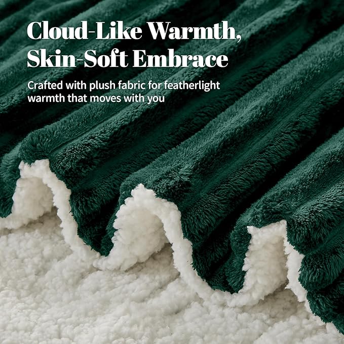 Electric Heated Blanket Queen Size Dual Control - 84"x90" Fast Heating Bed Blankets with 6 Heating Levels & 10 Hours Auto Off, Soft Ribbed Flannel, Over-Heat Protection ETL, Dark Green