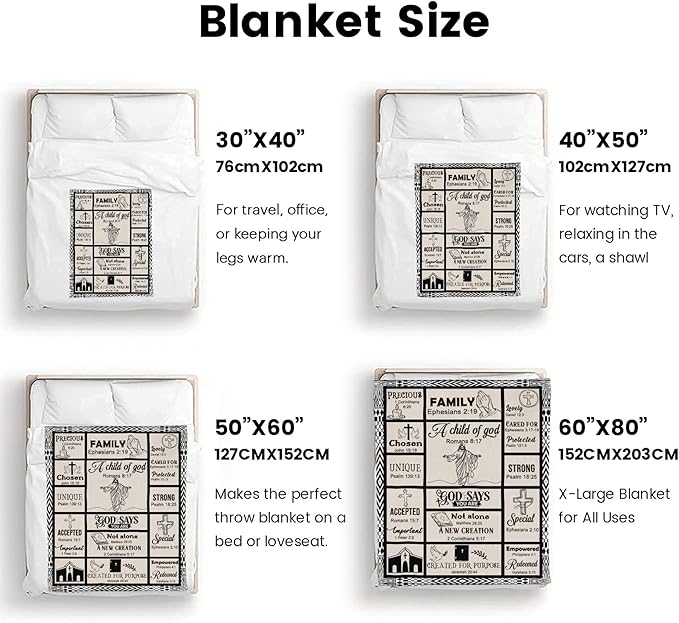 Bible Verse Christian Gift Blanket 30"x40", Inspirational Faith Throw for Believers, I Am a Child of God Blanket,Baptism Spiritual Gifts for Catholic Men Women