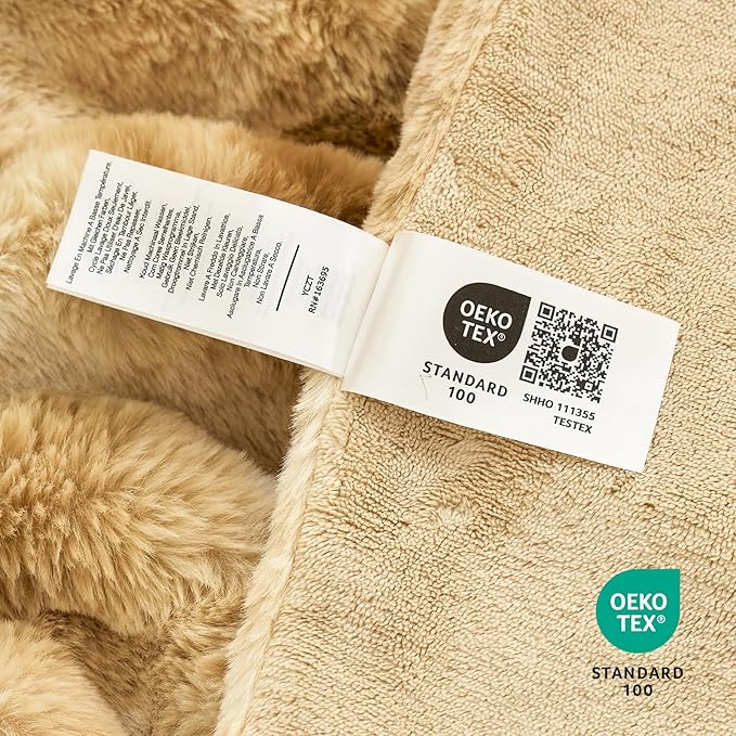 Cozy Bliss Faux Fur Throw Blanket for Couch, Fuzzy Soft Plush Thick Striped Blanket for Sofa Bedroom Living Room, 60 * 80 Inches Tie-dye Khaki
