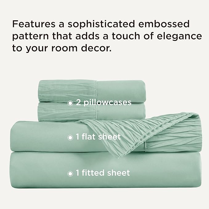 Bedsure King Size Sheets Set - 4 Pieces Soft King Sheets - Breathable & Cooling - Hotel Luxury - Easy Care Polyester Microfiber Bedding for Women, Men, Mint Green