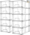 Vtopmart 10 Pack Stackable Storage Drawers,Clear Acrylic Drawer Organizers with Handles, Easily Assemble Containers for Fridge, Bathroom,Kitchen Undersink,Cabinet,Pantry Organization and Storage