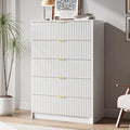 5 Drawer Dresser for Bedroom, Tall Dresser Chest of Drawers with Gold Handles, 32 Inch Wide Nightstand with for Bedroom, Living Rooms, Offices, and Entryways, White