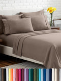 Bare Home Hotel Luxury Full Sheet Set, Extra Soft - 6 Piece Set - Deep Pockets - Easy Fit - Cooling & Breathable - Wrinkle, Fade, Stain Resistant - Includes 4 Pillowcases (Full, Taupe)