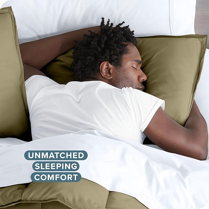 Bare Home Bedding Duvet Cover Extra Long Size - Premium 1800 Super Soft Collection - Lightweight, Cooling - Soft Breathable Bedding Duvet Cover (Twin/Twin XL, Olive)