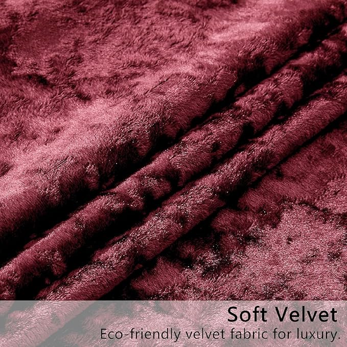 SMILETIME Burgundy Red Crushed Velvet Curtains 52x108 inch Luxurious Thermal Insulated Soundproof Drapes for Living Room Bedroom Office Soft and Durable Light-Filtering Window Treatments, 2 Panels