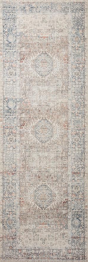 Loloi Chris Loves Julia Jules Collection JUL-07 Natural/Ocean 3'-6'' x 5'-6'', .13" Pile Height, Accent Rug