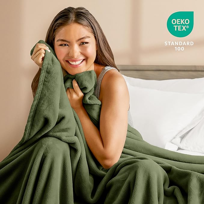 Bare Home Fleece Blanket - Twin/Twin Extra Long - Ultra-Soft Lightweight for Bed, Sofa, and Couch - Luxury Microplush - Cozy Warm Blanket (Twin/Twin XL, Cypress)