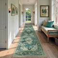 Area Rugs 3'x12' Washable Non-Slip, Floral Vintage Distress Print Pattern Medallion Carpet for Living Room Bedroom Dining Room, Dark Blue Vintage