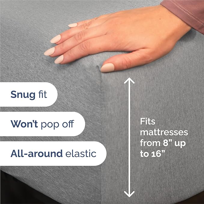 Split King 7 Piece Sheet Set - Cooling & Breathable - Hotel Luxury Bedding Includes Fitted Sheets for Women, Men, Kids & Teens - 1 Flat, 2 Fitted Sheets, 4 Pillowcases w/Deep Pockets - Heathered Grey