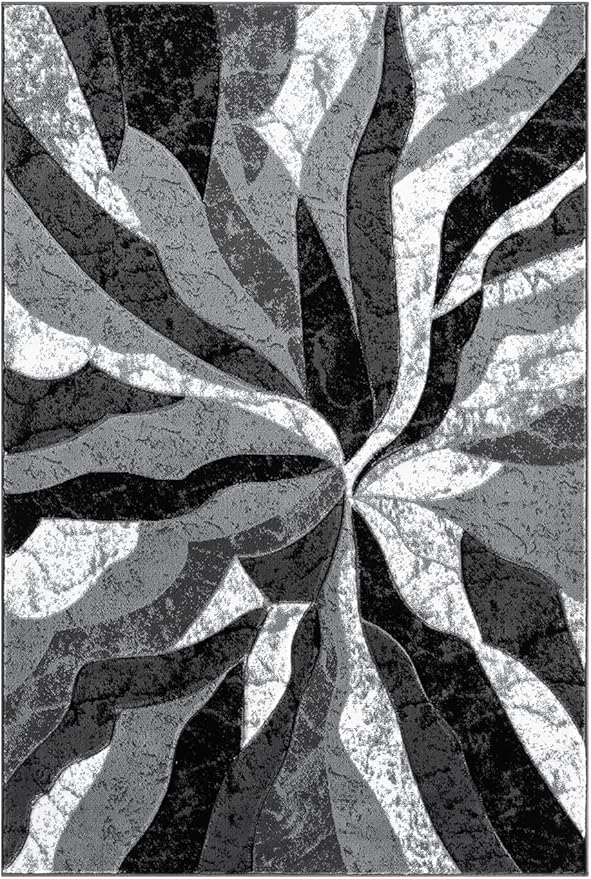 Modern Abstract Area Rug Hand Carved Contemporary Geometric Vibrant Colors Carpet for Living Room Bedroom Design PR1002 (Grey, 8' x 10')
