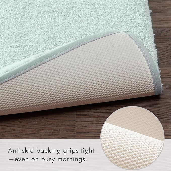 Madison Park Signature Marshmallow Bathroom Rug Non Slip, Luxrurious Plush Bath Mat, Absorbent, Quick Dry, Spa Design Bath Room Décor, 20x30, Seafoam