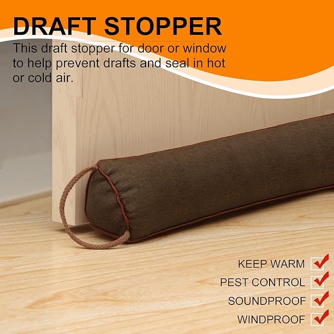 TORRAMI 32" Door Draft Stopper Under Bottom Insulation Noise Air Stopper 2.36LB,Sound Proof Draft Guard Seal for Doors and Windows - Triangle Coffee