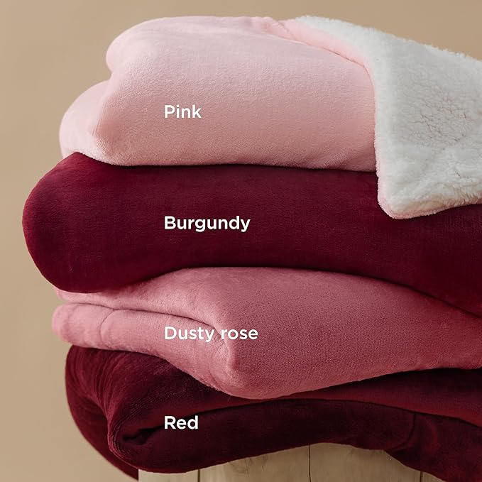 Bedsure GentleSoft Sherpa Fleece Blankets King Size for Bed - Thick and Warm, Soft Fuzzy Plush King Blanket for Winter, Pink, 108x90 Inches