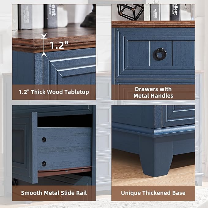 Farmhouse 4 Drawer Dresser for Bedroom, 35" Tall Small Dressers & Chest of Drawers, Rustic Wood Dresser with Metal Handle, Storage Organizer Closet for Living Room, Hallway, Entryway