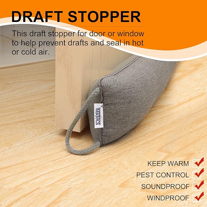 TORRAMI 32" Door Draft Stopper Under Bottom Insulation Noise Air Stopper 2.16LB,Draft Stopper Guard Seal for Doors and Windows - Dark Gray