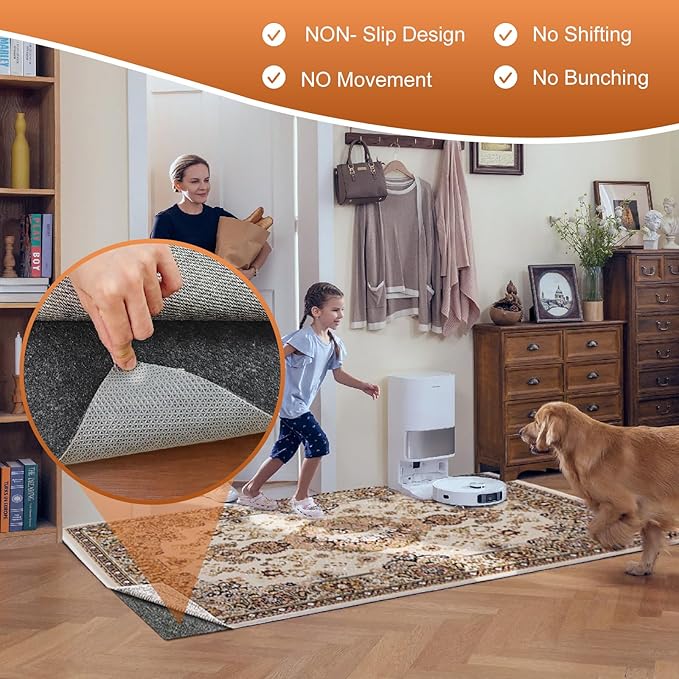 Felt Rug Pad, 2 x 6 Ft Rubber Non-Slip Rug Pad Gripper, Keep Rugs Secure and in Place, Extra Strong Under Carpet Mat Cushion - for All Floors