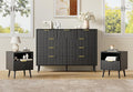 LYNSOM Fluted Dresser and Nightstand Sets 3 Piece, 9-Drawers Dresser and 1-Drawer Nightstands Set of 2, Wood Bedroom Furniture Set for Home, Bedroom, Hallway, Black