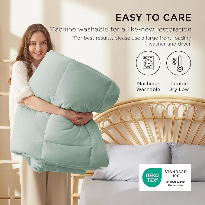 Bedsure Comforter Duvet Insert - Quilted Comforters Twin Size, All Season Duvet, GentleSoft Down Alternative Bedding, with 8 Tabs, Gifts for Women/Men, Sage Green, Twin 88 x 68 Inches