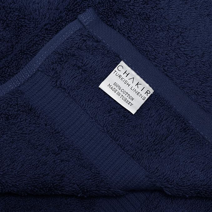 Chakir Turkish Linens 100% Cotton Premium Turkish Towels for Bathroom | 30'' x 60'' Large Bath Towels (4 Piece, Navy)