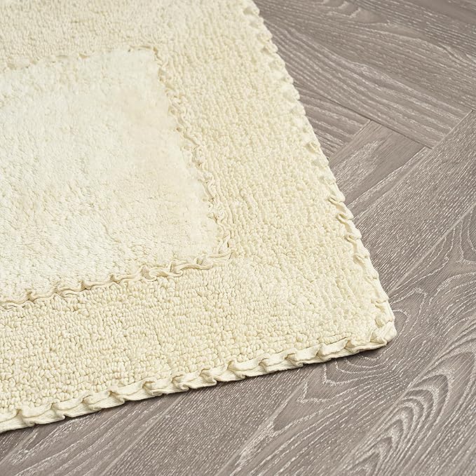 Laura Ashley Ruffle Border 100% Cotton Bath Rug, Yellow, 17"x 24"