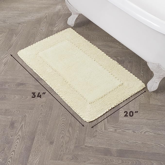 Laura Ashley Ruffle Border 100% Cotton Bath Rug, Yellow, 20"x 34"