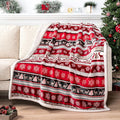 PAVILIA Christmas Sherpa Throw Blanket, Red & White Snowflake, Reindeer, Reversible Fleece & Sherpa Cozy Winter Blanket for Couch & Bed, 50x60, Christmas & Holiday Decor