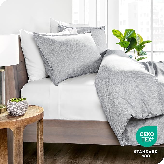 Bare Home Bedding Duvet Cover Oversized Queen Size - Premium 1800 Super Soft Duvet Covers Collection - Lightweight & Soft Textured Bedding (Oversized Queen, Heathered Pewter)