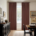 Chestnut Brown Pinch Pleated Blackout Linen Curtains 86 Inches Long for Bedroom Pleated 100% Black Out Drapes with Liner Rust Farmhouse Country Extra Long 86 Inch Curtain for Living Dining Room