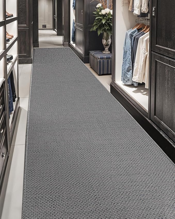 Color&Geometry Door Mat 2'2"x7'11" Runner Rug with Rubber Backing, Non Slip Washable Hallway Kitchen, Carpet Runners for Hallway Living Room Bedroom, Light Grey (Rolled-up NO Creases)