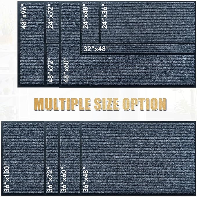 Front Door Mat,4'x5'Indoor Outdoor Door Mat,Heavy Duty Durable Welcome,Commercial Floor Mats Inside Outside Entrance, Waterproof All-Season, All-Weather Non Slip Backing Doormat for Entryway,Dark Gray