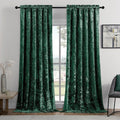 SMILETIME Forest Green Crushed Velvet Curtains 52x108inch Rod Pocket Luxurious Thermal Insulated Soundproof Drapes Soft and Durable Light-Filtering Window Treatments for Living Room Bedroom, 2 Panels