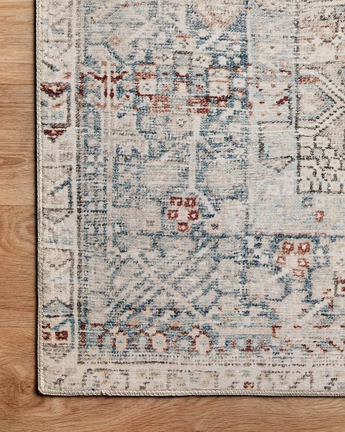 Loloi Chris Loves Julia Jules Collection JUL-07 Natural/Ocean 2'-6'' x 12'-0'', .13" Pile Height, Runner Rug