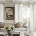 Extra Wide Pinch Pleat Curtains 84 Inches Long for Patio Sliding Glass Door Ivory Linen 60 Inch Wide Curtain Memory Trained Pleated Drapes with Hooks Rings Semi Sheer 60x84 Curtain for Large Window