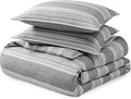 Bare Home Bedding Duvet Cover Full Size - Premium 1800 Super Soft Collection - Lightweight, Duvet Cover - Soft Textured Bedding (Full, Stripe - Heathered Charcoal)