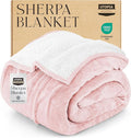 Utopia Bedding Sherpa Blanket King Size (Pink, 90x102 Inches) - Soft Lightweight Plush Fleece Reversible Blanket for Bed, Sofa, Couch, Camping and Travel