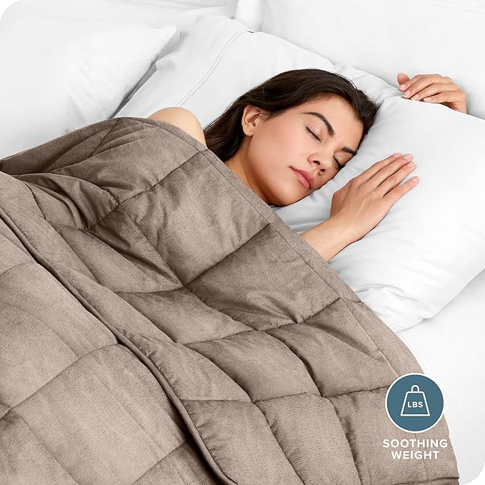 Bare Home Weighted Blanket King Size 25lb (80" x 87") for Adults - Minky Fleece - Premium Heavy Blanket Nontoxic Glass Beads (Taupe, 80"x87")