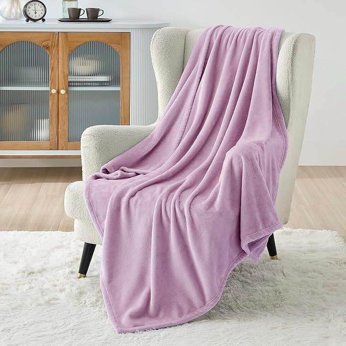 Bedsure GentleSoft Fleece Blanket Twin Size Lilac - 300GSM Lightweight Plush Fuzzy Cozy Soft Warm Blanket for Bed, Sofa, Couch, Travel, Camping, 60x80 inches
