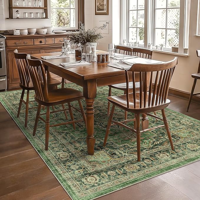 6x9 Area Rugs for Living Room Ultra-Soft Washable Rug Vintage Distressed Boho Area Rug, Non-Slip Retro Print Low Pile Stain Resistant Carpet for Bedroom Dining Room Kitchen Office