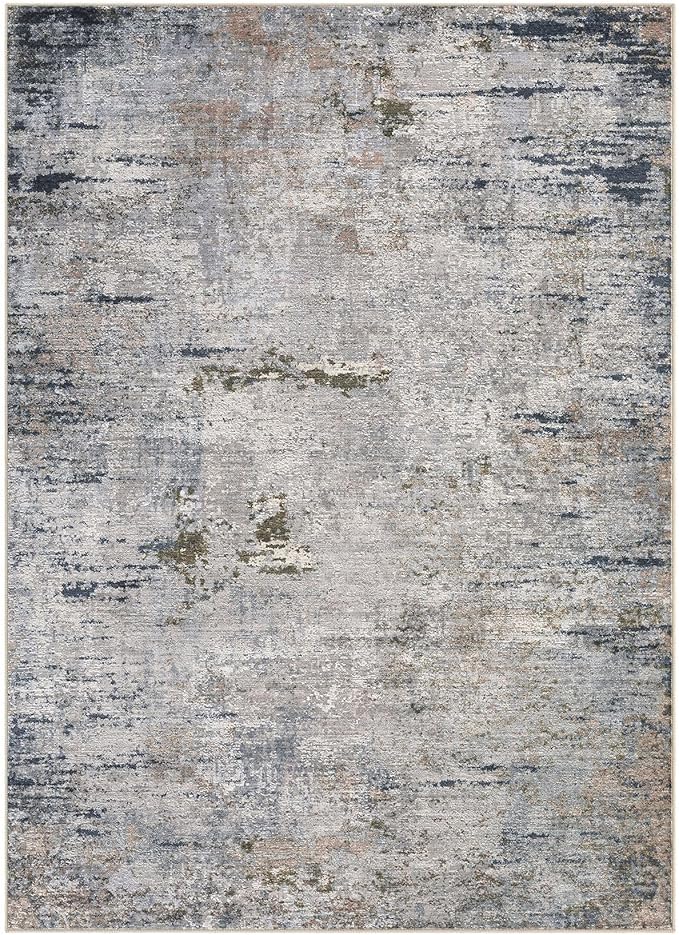 Area Rug Living Room Rugs - 6x9 Washable Large Soft Indoor Neutral Modern Abstract Low Pile Rug Carpet for Bedroom Dining Room Farmhouse Home Office - Blue/Grey/Brown